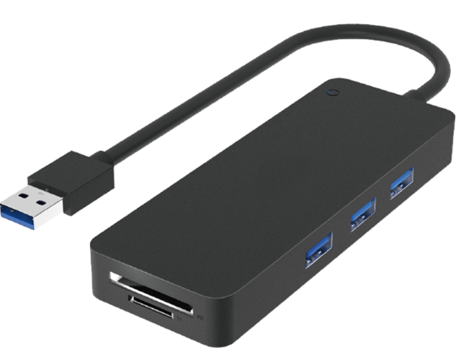 UH-005 5Gbps/ USB3.0 A Male TO 3 Port USB A/F &TF/SD